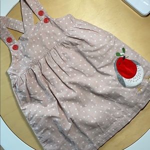 Baby Boden holiday cheer red bird and holly dress